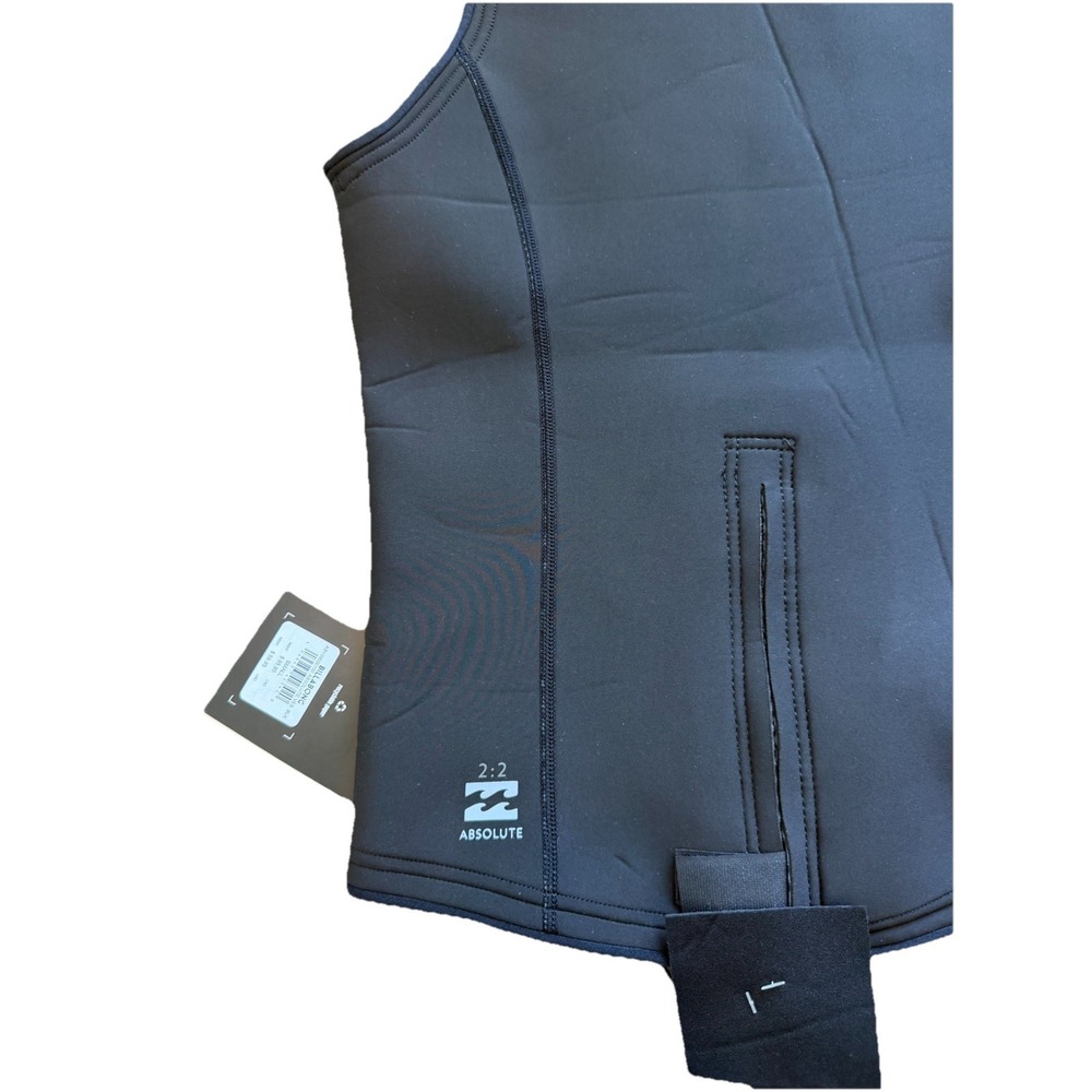 Billabong 2/2 mm Wetsuit Vest Mens Small Black Absolute Surf Dive Zip Front NWT - Picture 7 of 7